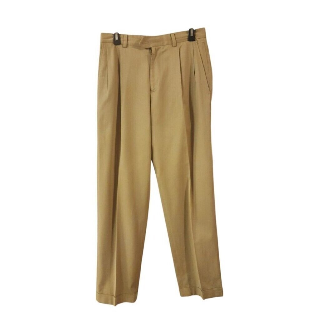 John W. Nordstrom Men's Khaki Pleated Dress Pants Classic Fit Chino Sz 30x32